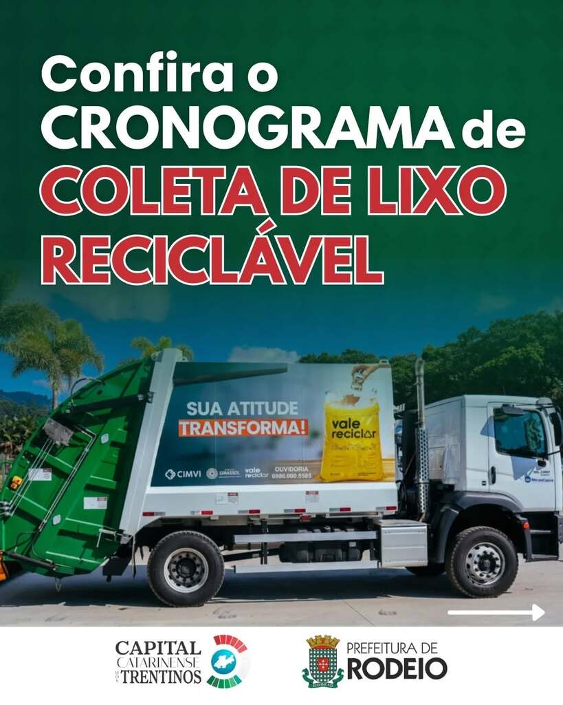 CONFIRA O CRONOGRAMA DA COLETA DE LIXO RECICLÁVEL