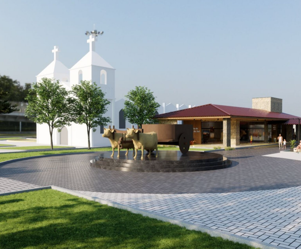 MONUMENTO E CONSTRUÇÃO DO MUSEU DO CARRO DE BOI GANHAM DESTAQUE NA NOVA PRAÇA CENTRAL DE SÃO JOÃO DO SUL