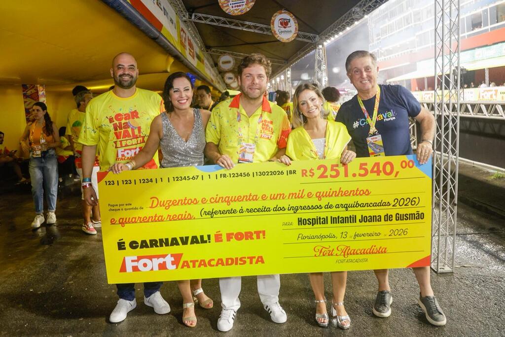 Hospital Infantil Joana de Gusmão é escolhido pelo público e recebe doação de R$ 251.540,00 do Fort Atacadista no Carnaval de Florianópolis