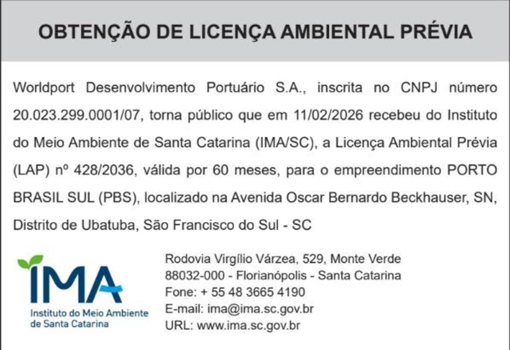 PUBLICIDADE LEGAL OBTENÇÃO DE LICENÇA AMBIENTAL PRÉVIA