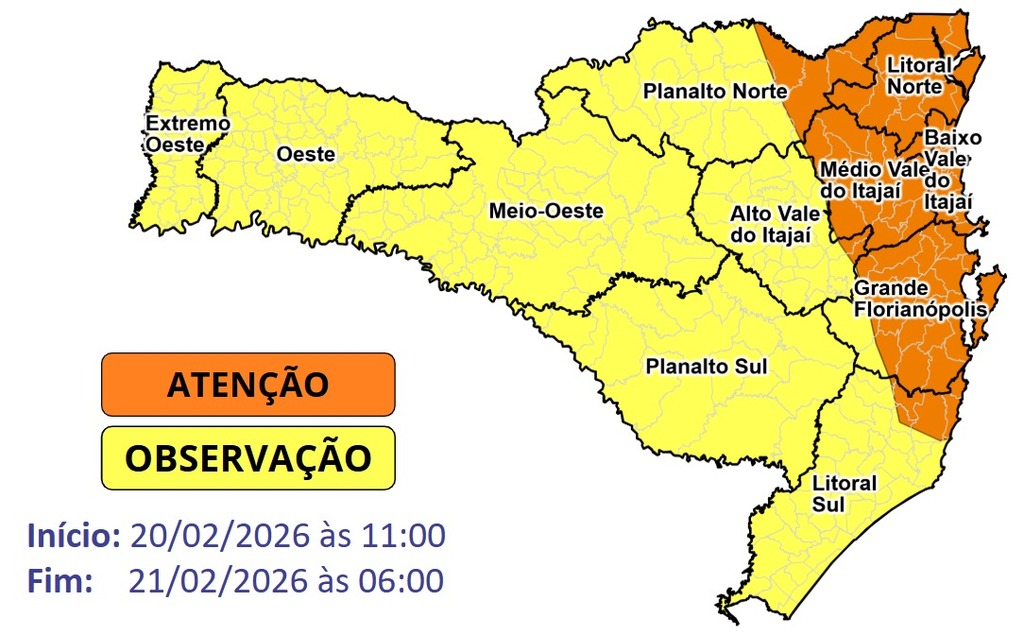 Temporais e chuva persistente marcam o fim de semana em Santa Catarina