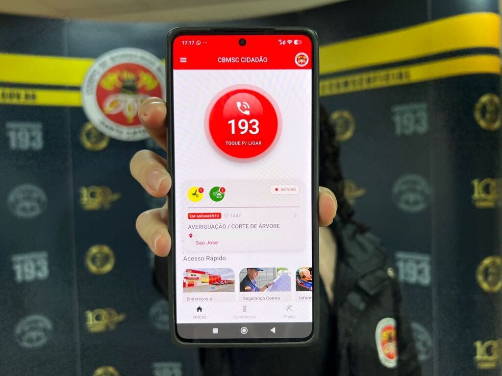 Chamadas para o 193 podem ser realizadas pelo aplicativo CBMSC Cidadão