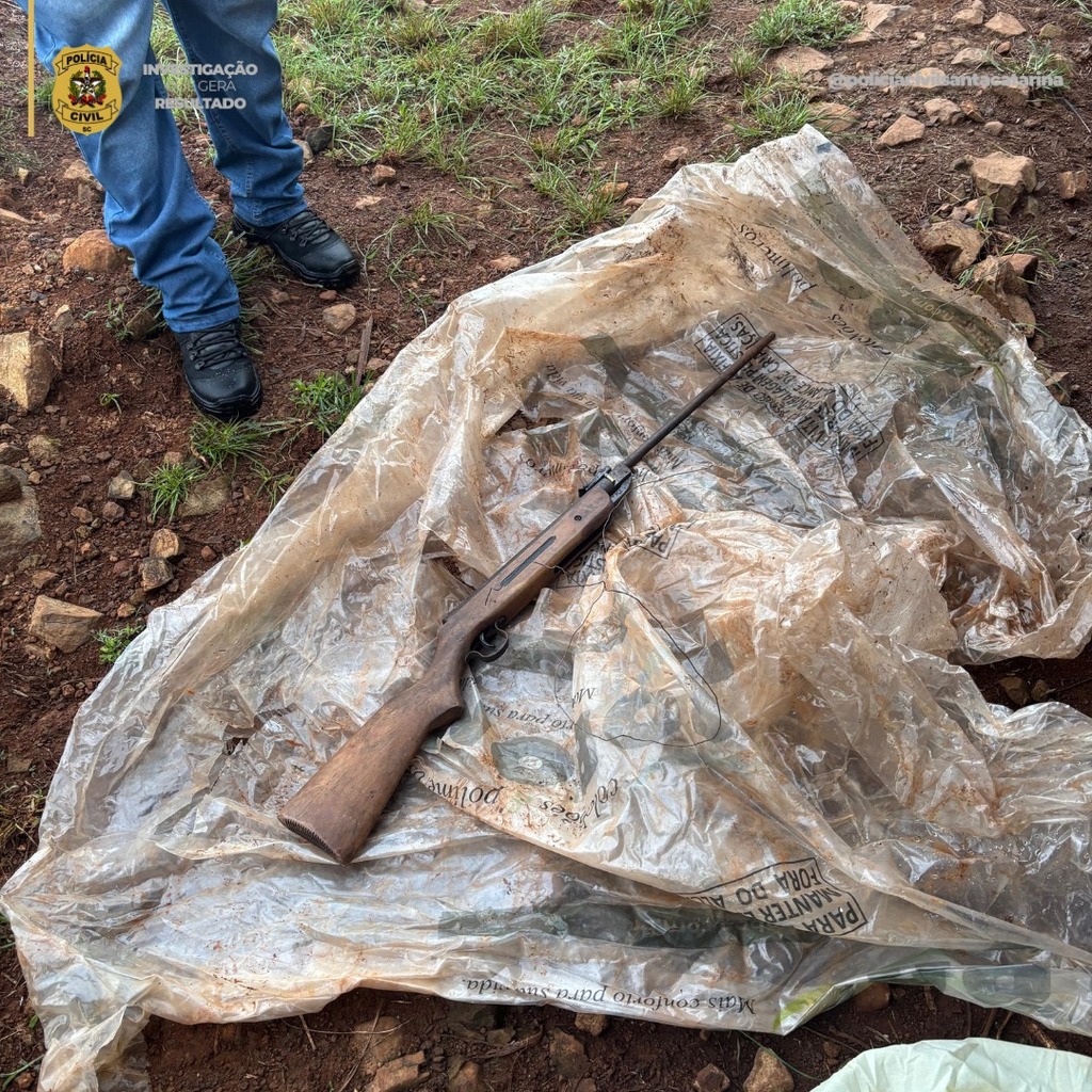 Arma de fogo e munições enterradas são descobertas pela Polícia Civil