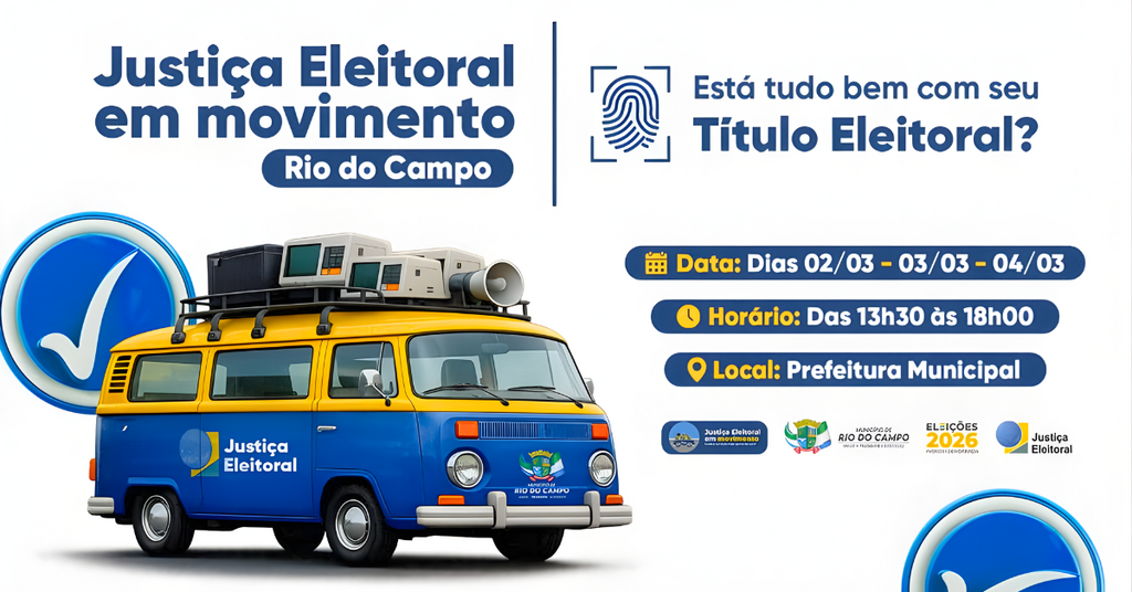Justiça Eleitoral inicia atendimento volante nesta segunda-feira em Rio do Campo