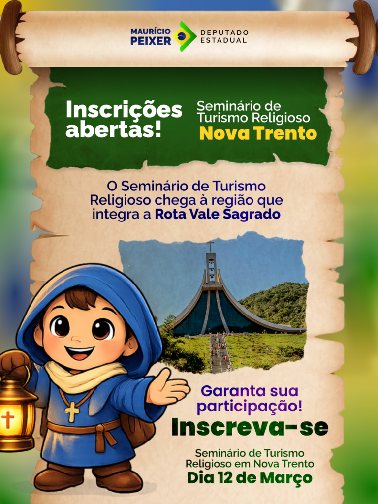 Seminário de Turismo Religioso – Etapa Rota Vale Sagrado acontece dia 12 de março em Nova Trento