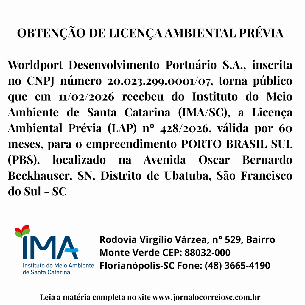 PUBLICAÇÃO LEGAL OBTENÇÃO DE LICENÇA AMBIENTAL PRÉVIA