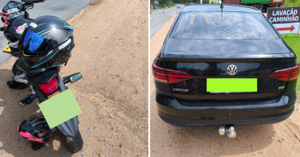 Acidente entre carro e moto deixa dois jovens feridos na BR-470, em Ibirama