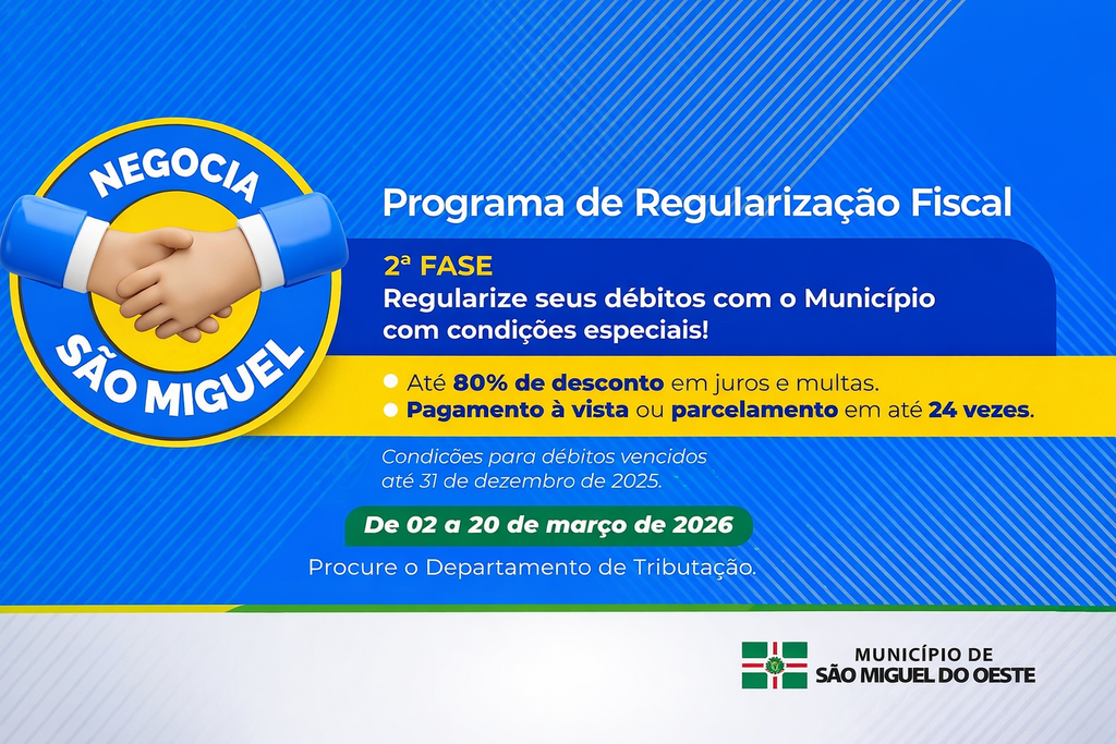 Prefeitura realiza segunda fase do Negocia São Miguel com descontos de até 80%