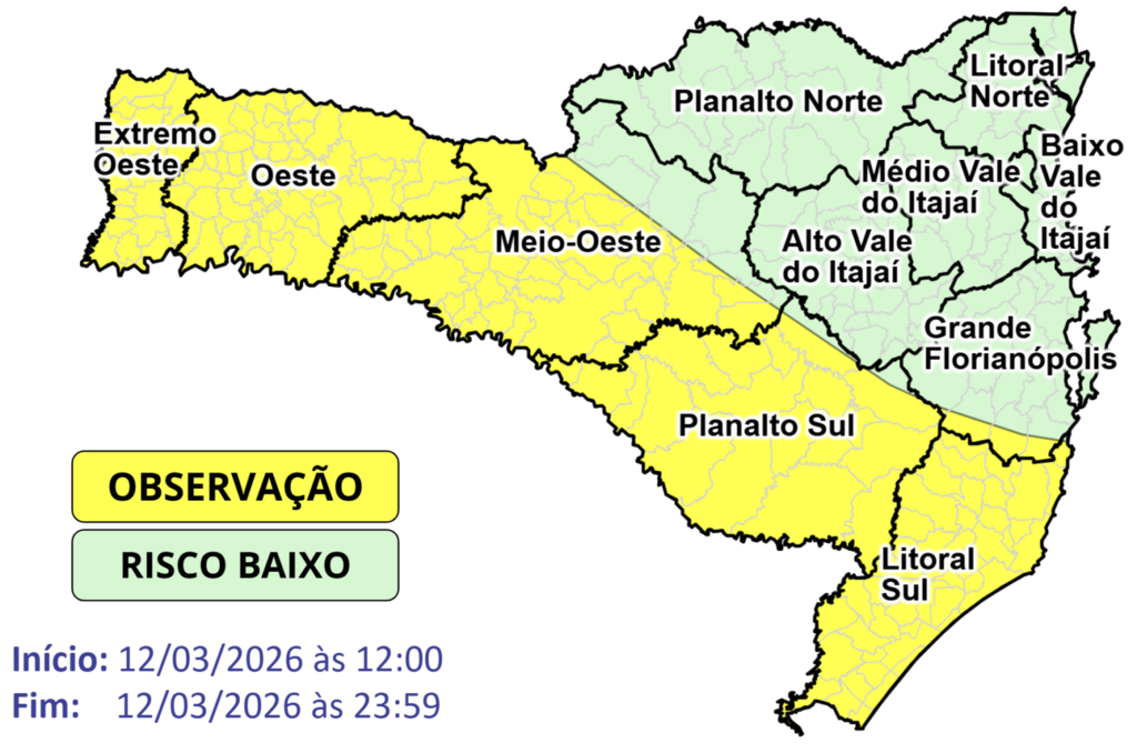 Defesa Civil alerta para a possibilidade de temporais isolados e chuva intensa