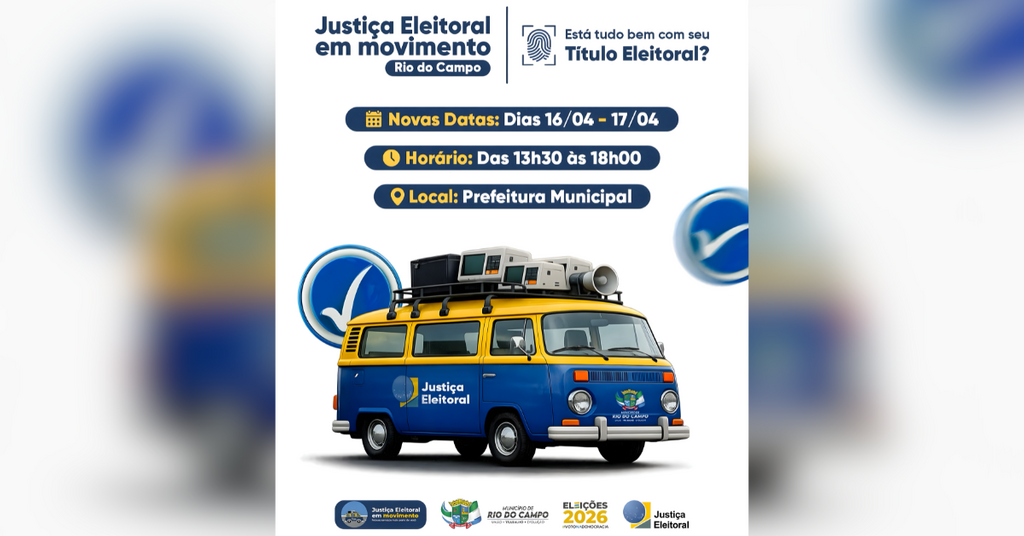 Justiça Eleitoral anuncia retorno a Rio do Campo para novos atendimentos a eleitores