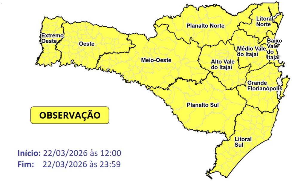 Defesa Civil alerta para a possibilidade de temporais com chuva pontualmente intensa