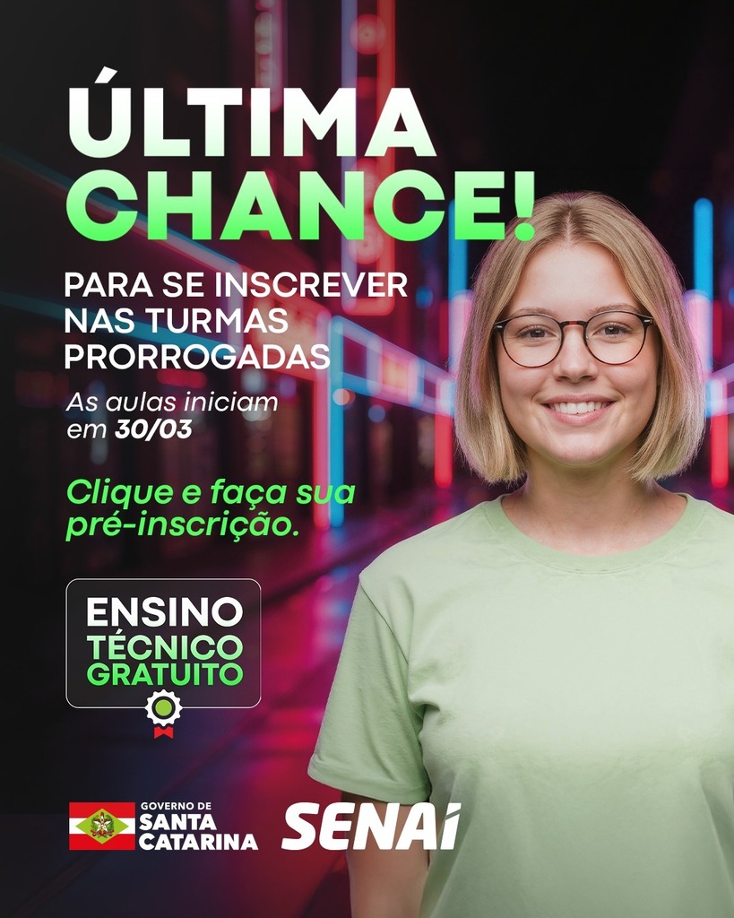 Inscrições para cursos técnicos gratuitos Senai encerram no dia 25