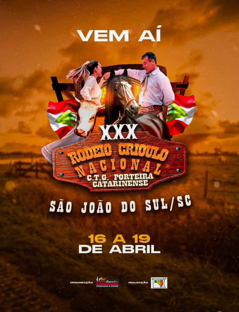 CONTAGEM REGRESSIVA PARA O XXX RODEIO CRIOULO NACIONAL DO CTG PORTEIRA CATARINENSE