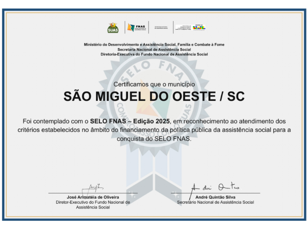 São Miguel do Oeste é reconhecido por excelência na Assistência Social