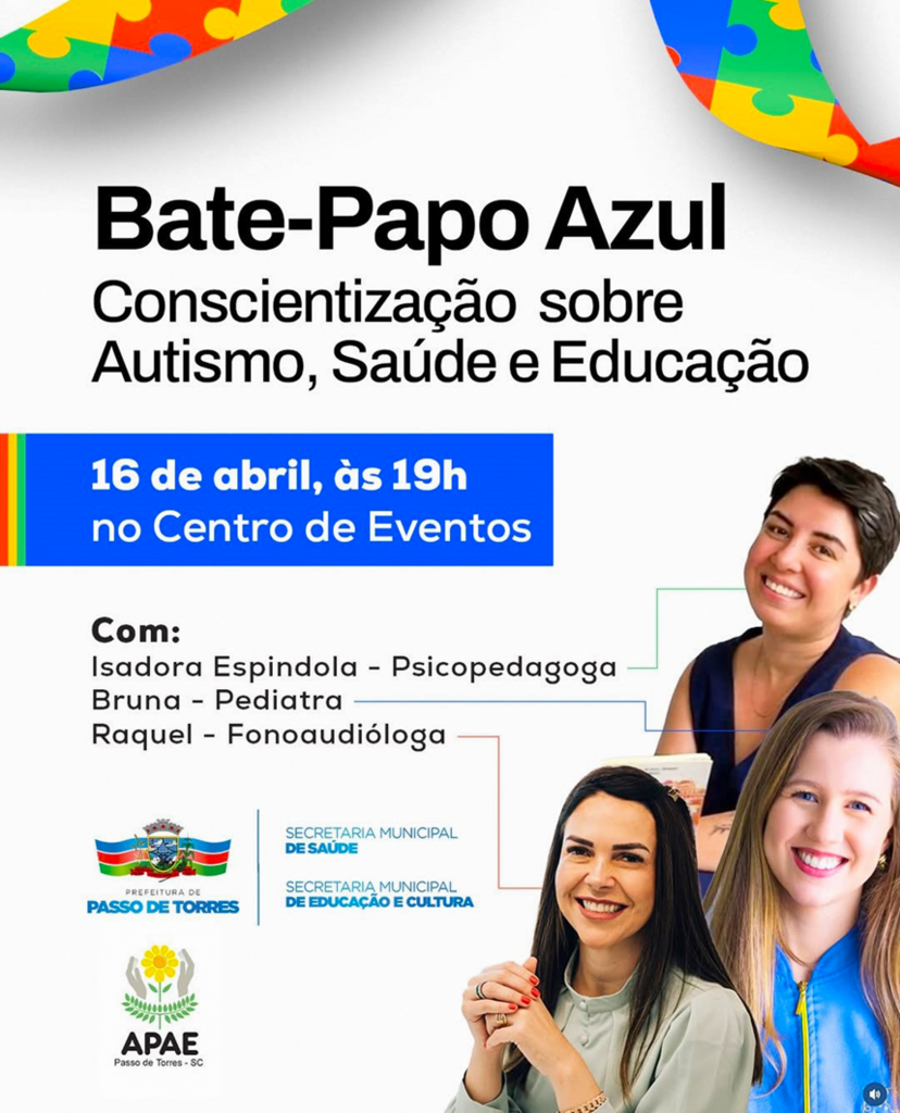 PREFEITURA  DE PASSO DE TORRES PROMOVE “BATE-PAPO AZUL” SOBRE  CONSCIENTIZAÇÃO  DO AUTISMO