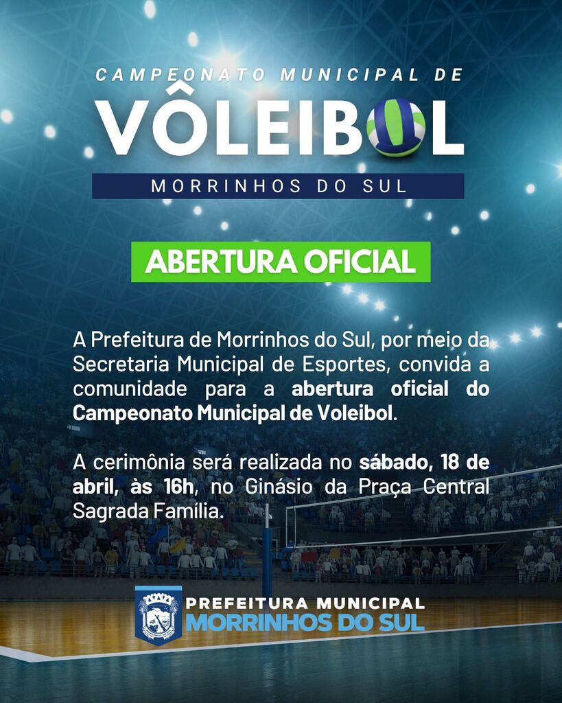 ABERTURA DO 1º CAMPEONATO MUNICIPAL DE VÔLEI SERÁ NESTE SÁBADO EM MORRINHOS DO SUL