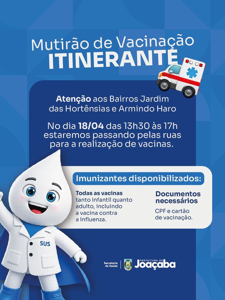 Mutirão de Vacinação Itinerante leva imunização aos bairros de Joaçaba no sábado (18)