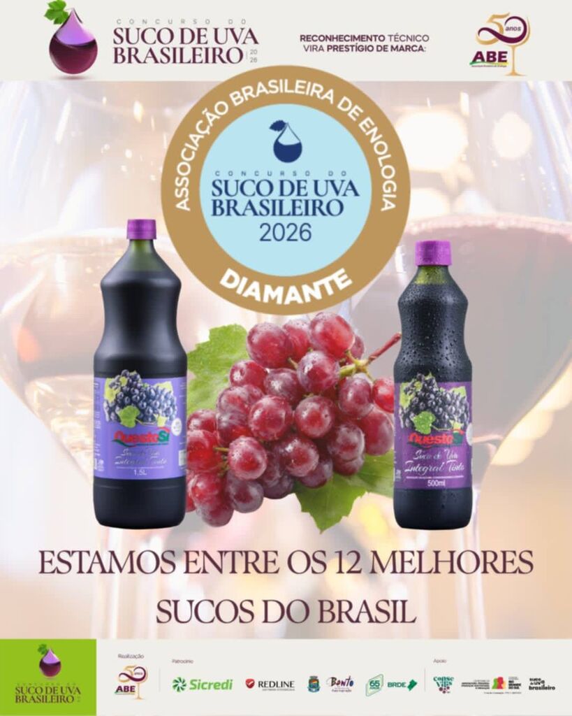 Suco de uva de Santa Catarina conquista prêmio máximo nacional e está entre os melhores do Brasil