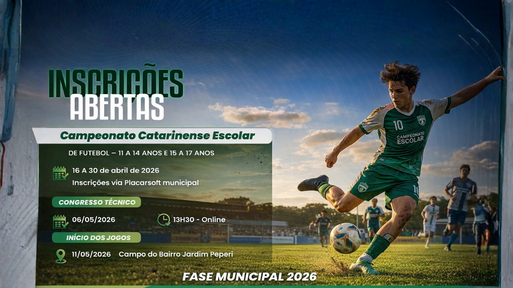Inscrições abertas para o Campeonato Catarinense Escolar de Futebol