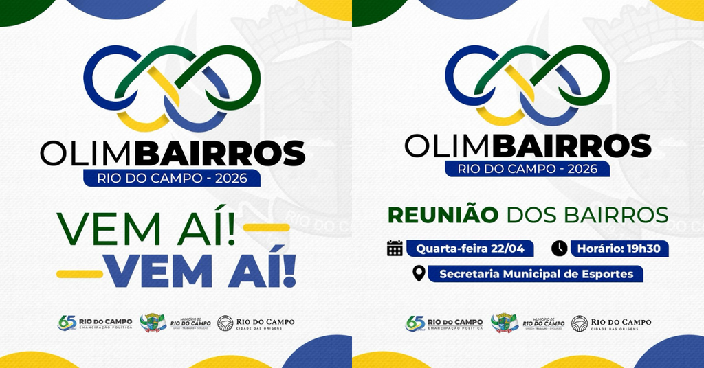 Vem aí o Olimbairros 2026: tradicional competição esportiva retorna para celebrar os 65 anos de Rio do Campo