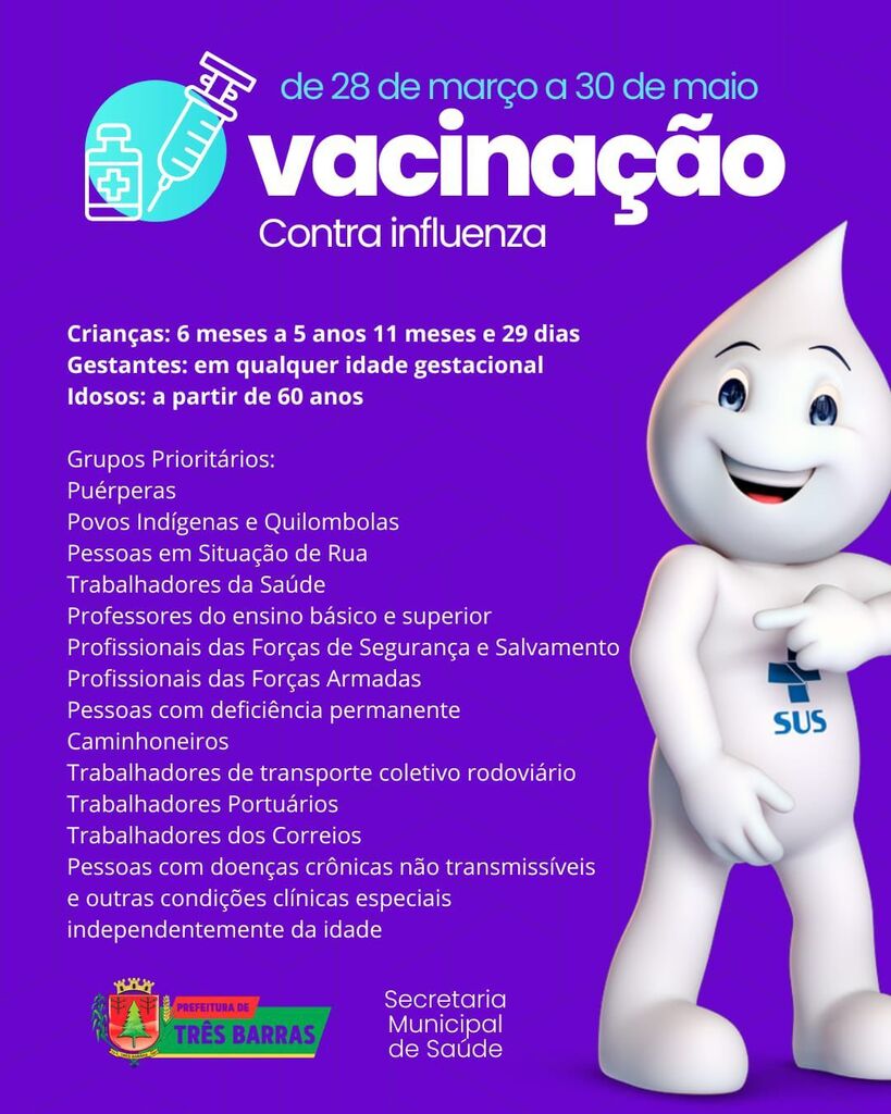 Campanha de vacinação contra a influenza em Três Barras