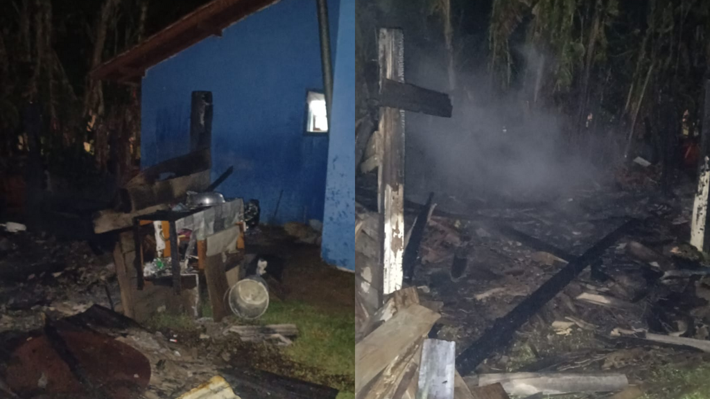 Incêndio atinge galpão nos fundos de residência e mobiliza bombeiros em Garopaba