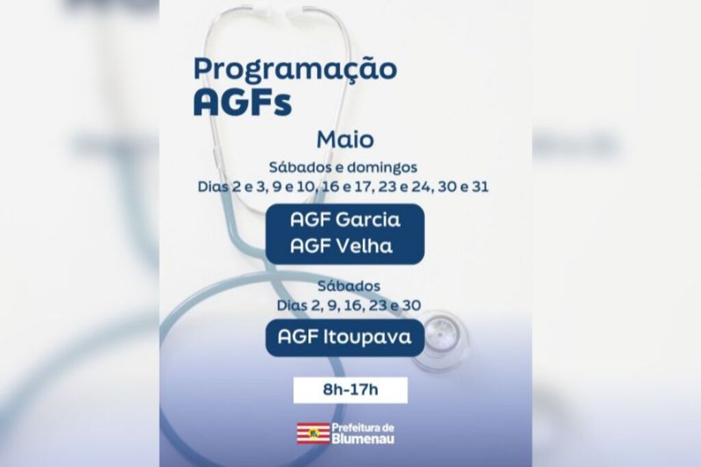 Blumenau mantém AGFs Garcia, Velha e Itoupava abertos nos fins de semana de maio