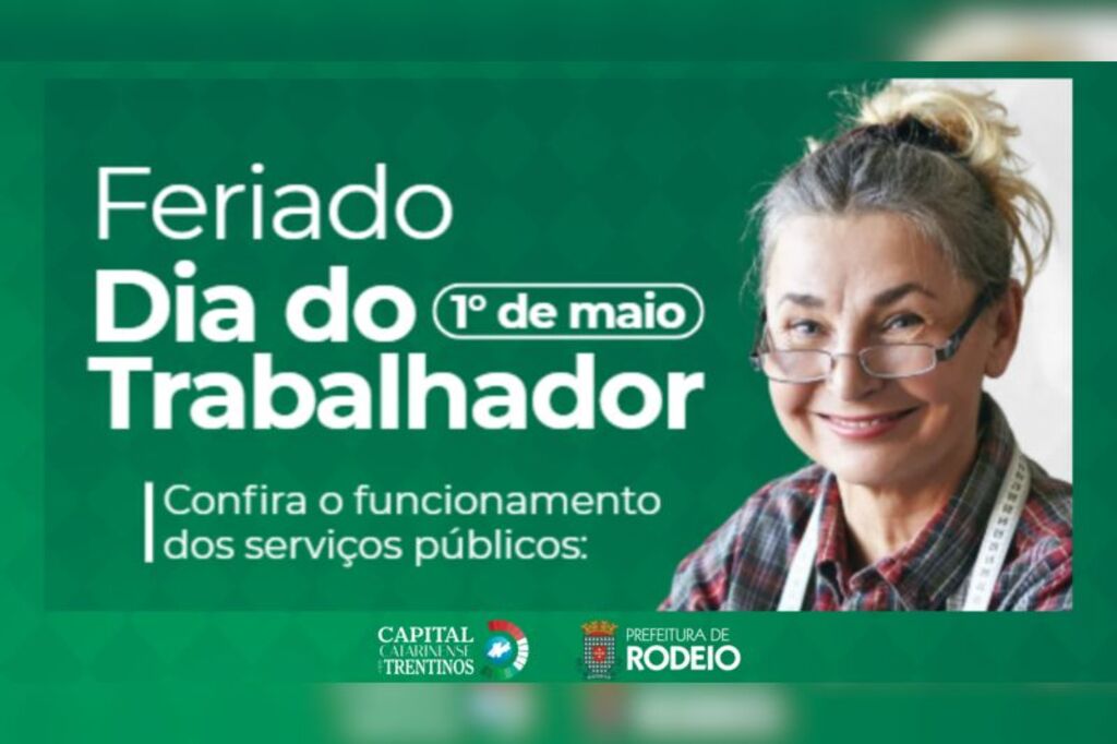 Alterações nos serviços públicos de Rodeio no feriado de 1º de maio