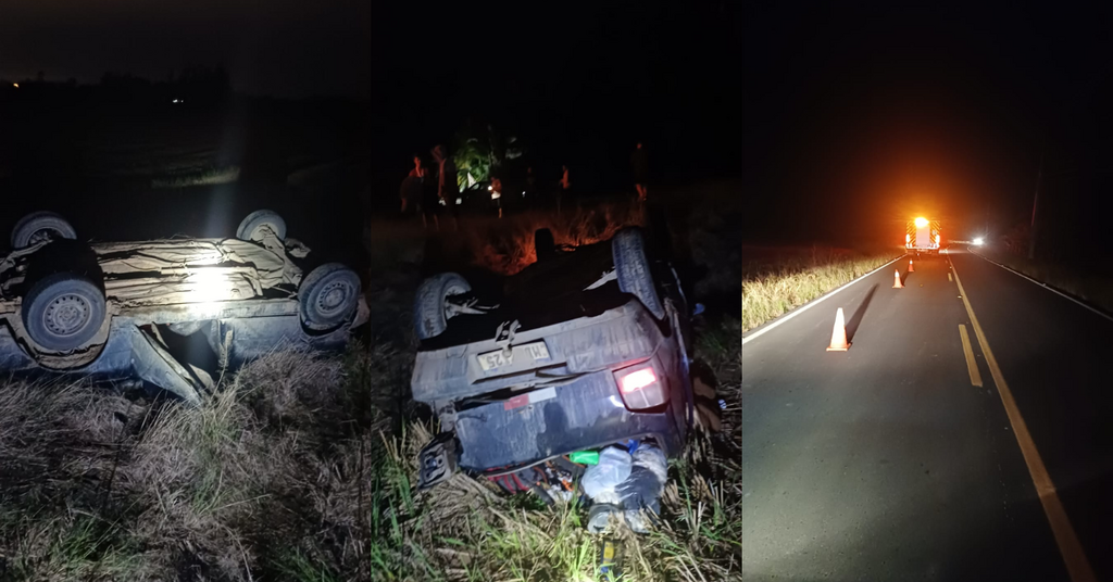 Motorista desvia de cachorro e capota carro na SC-114 em Taió