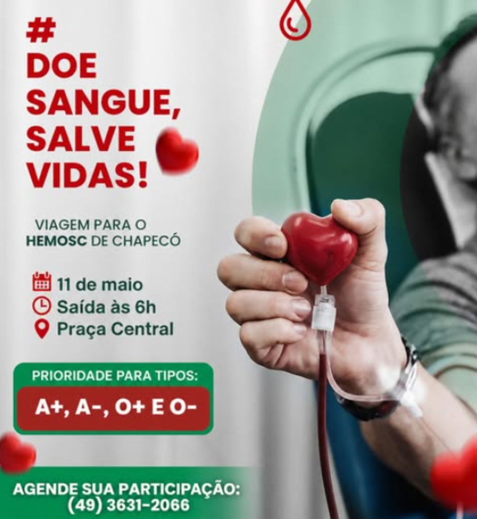 Secretaria organiza encaminhamento de doadores de sangue para o Hemosc de Chapecó