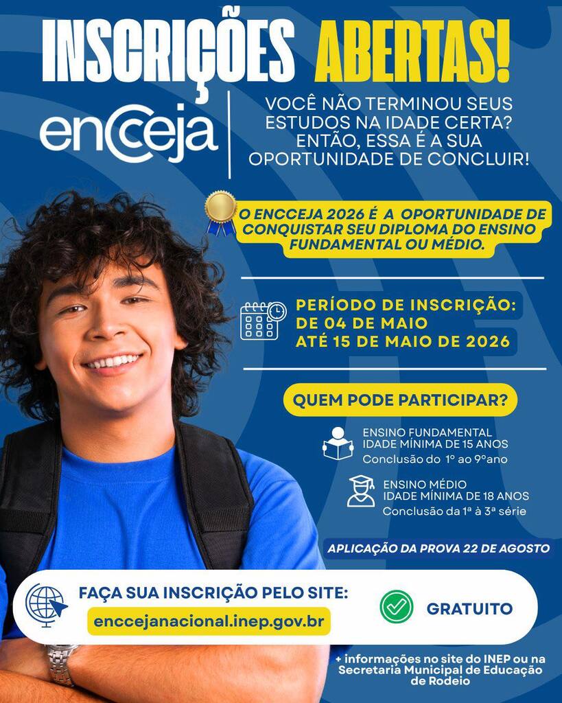 INSCRIÇÕES ABERTAS | ENCCEJA 2026