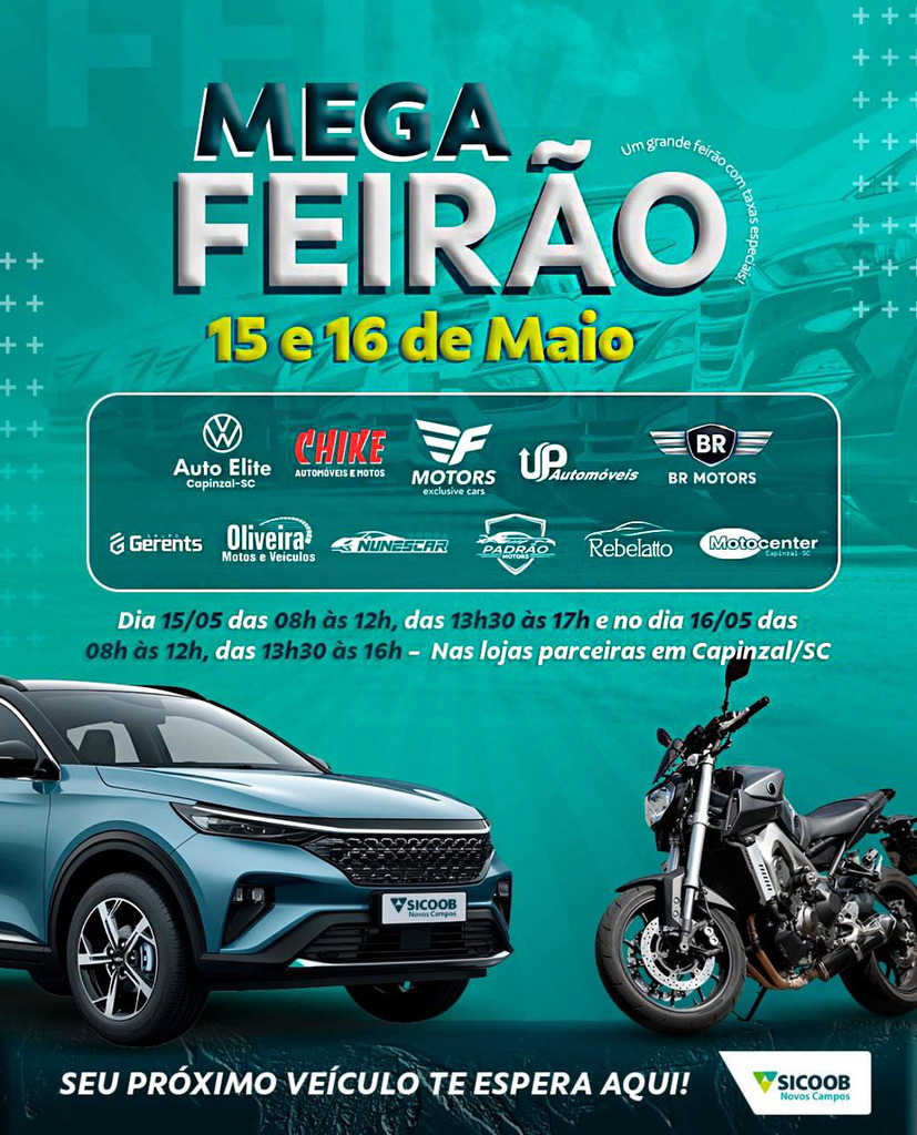 MEGA FEIRÃO SICOOB 2026 MOVIMENTA A CIDADE DE CAPINZAL NESTE FIM DE SEMANA