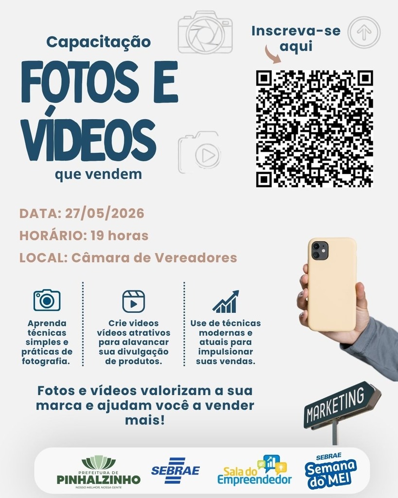 Semana do MEI em Pinhalzinho oferece cursos gratuitos de marketing digital e primeiros socorros