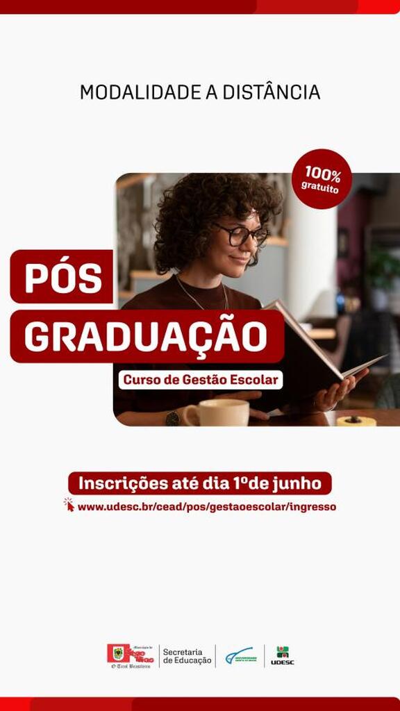 UDESC abre inscrições para pós-graduação gratuita em Gestão Escolar no Polo de Treze Tílias