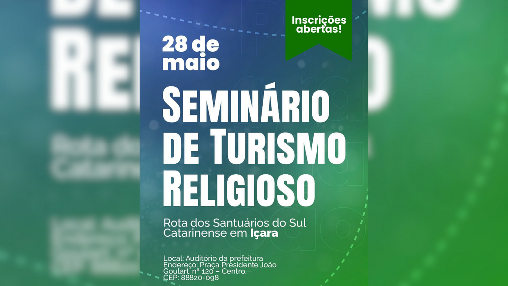 Içara sediará seminário para fortalecer turismo religioso no Sul catarinense