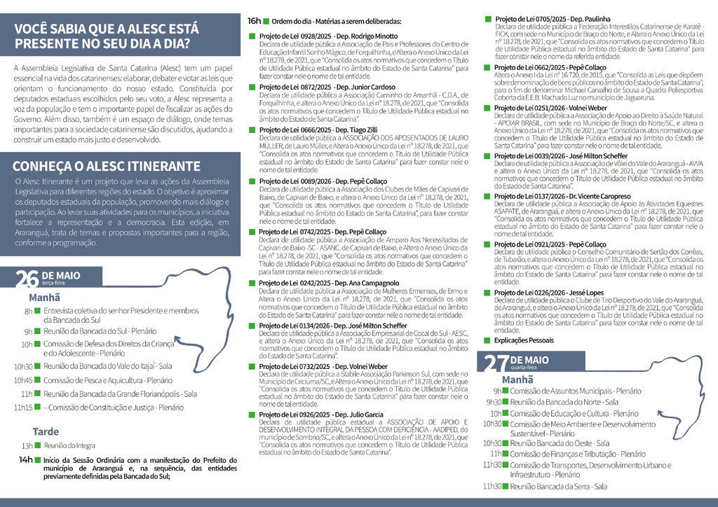ARARANGUÁ RECEBE ALESC ITINERANTE