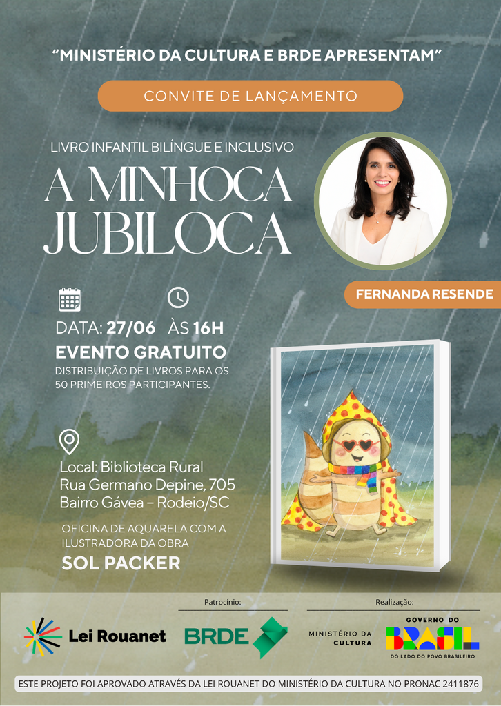 Em junho, Rodeio recebe lançamento do livro infantil trilíngue e inclusivo “A Minhoca Jubiloca”