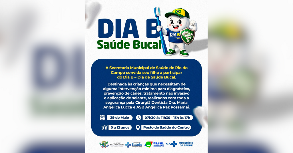 Secretaria de Saúde de Rio do Campo promove o 'Dia B' com foco na prevenção e saúde bucal infantil