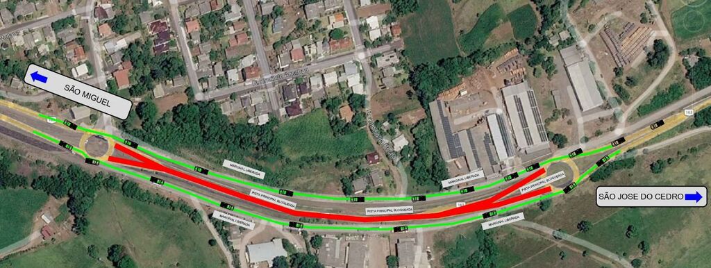 Trânsito terá alterações em Guaraciaba devido às obras na BR-163