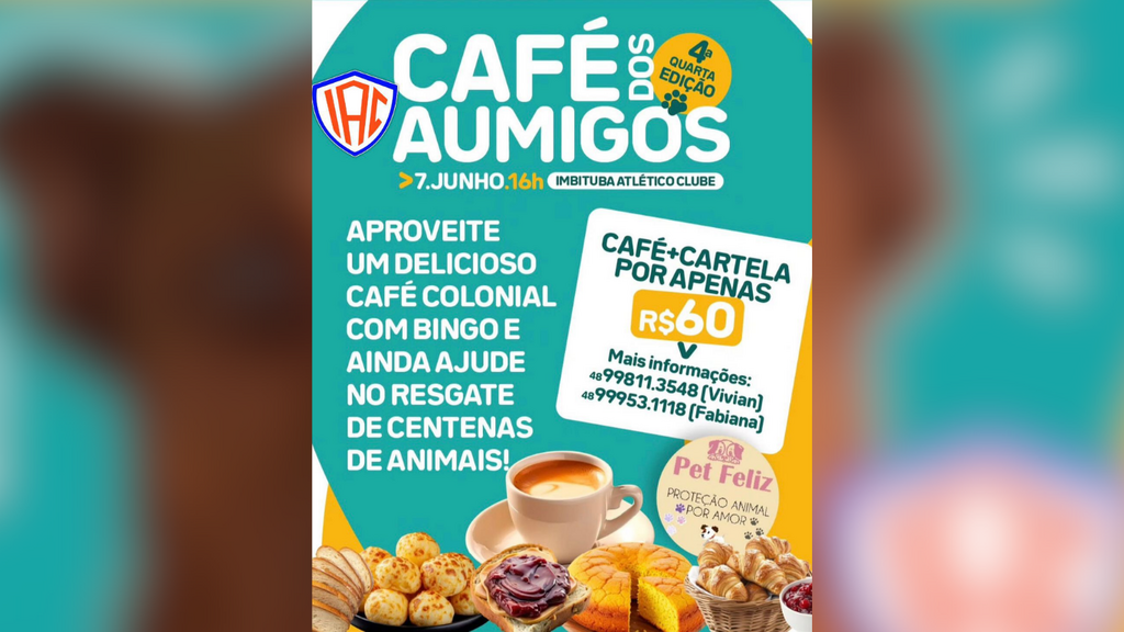 Café Colonial com bingo beneficente em Imbituba vai arrecadar recursos para resgate de animais