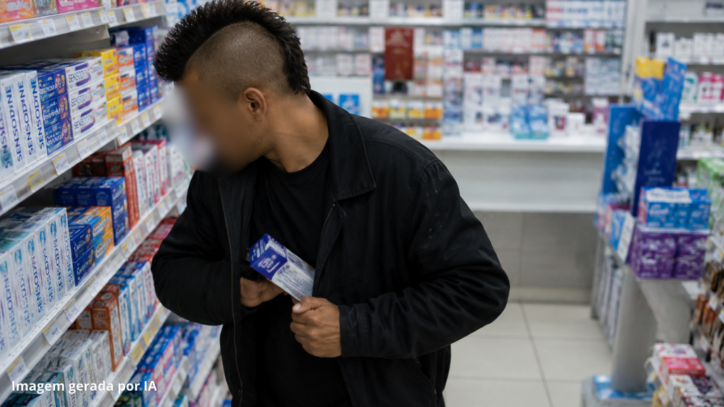 Câmeras flagram homem escondendo produtos na jaqueta durante furto em Imbituba