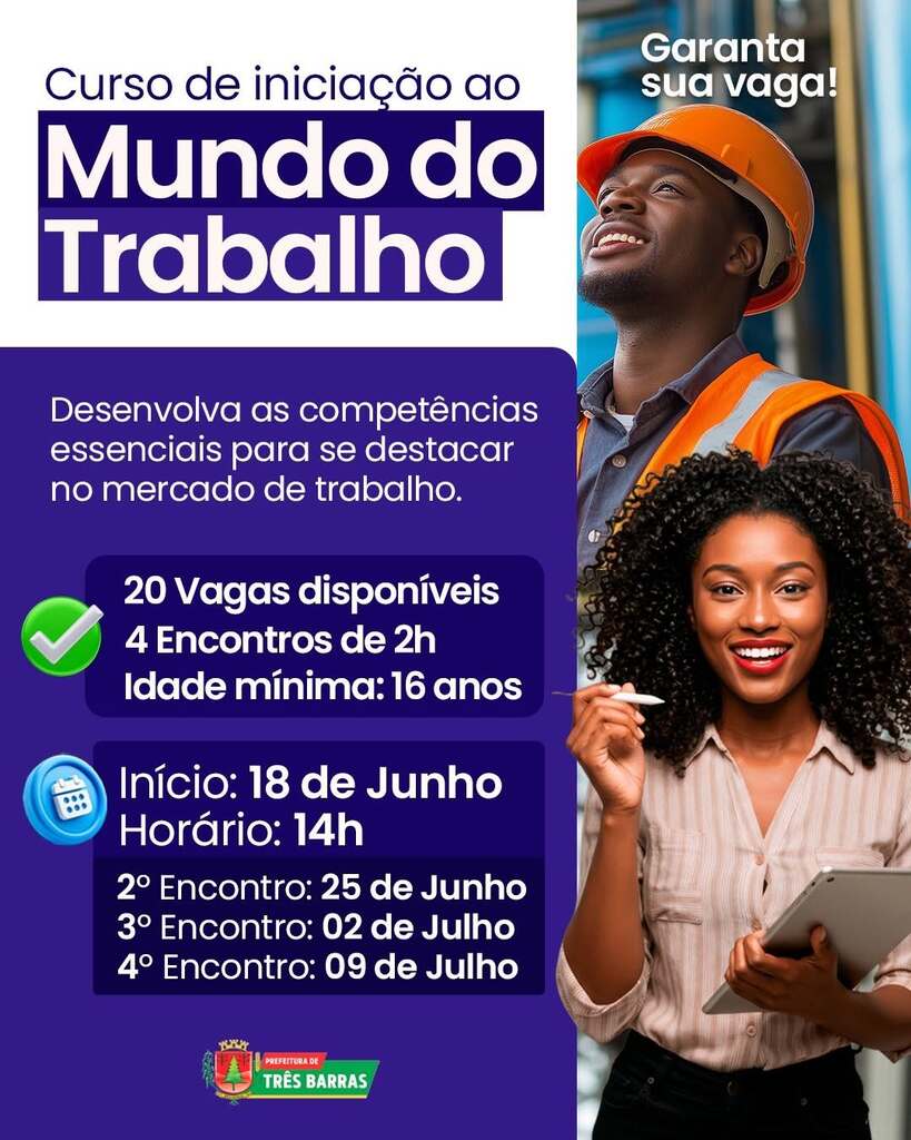 Três Barras anunciou na manhã de terça-feira (09), a abertura de inscrições para o curso 