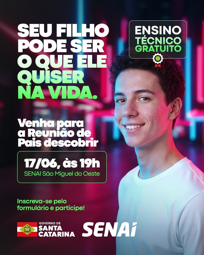 Ensino Técnico Gratuito oferece vagas em cinco cursos no Senai