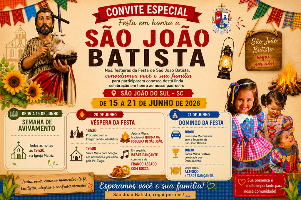IGREJA MATRIZ PROMOVE NESTE FIM DE SEMANA A FESTA DE SÃO JOÃO BATISTA