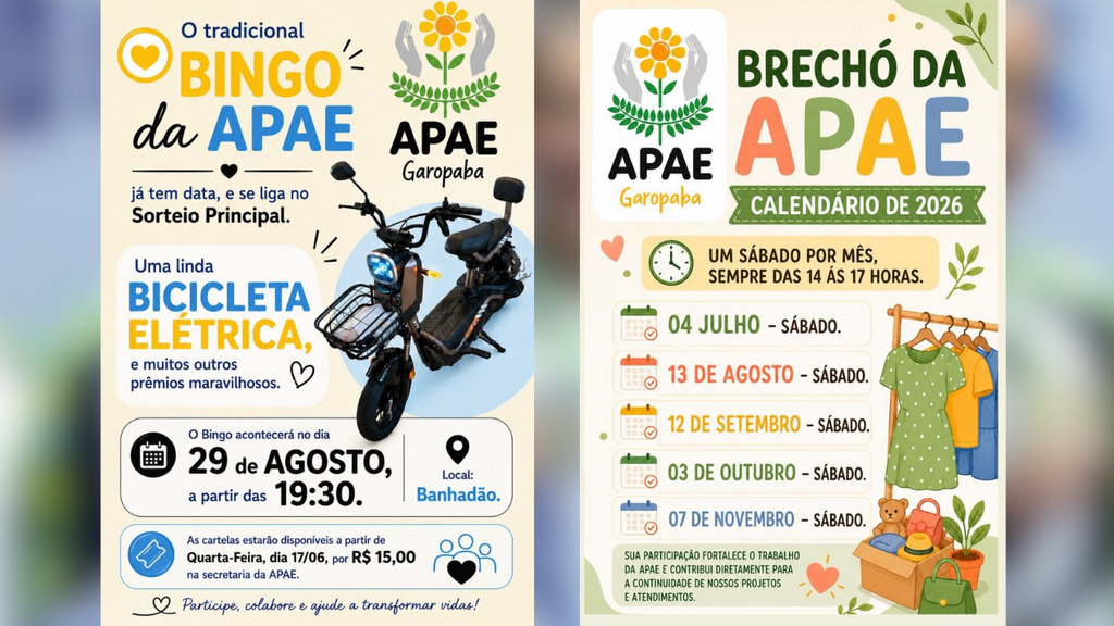 Garopaba terá brechó solidário e bingo beneficente em apoio à APAE