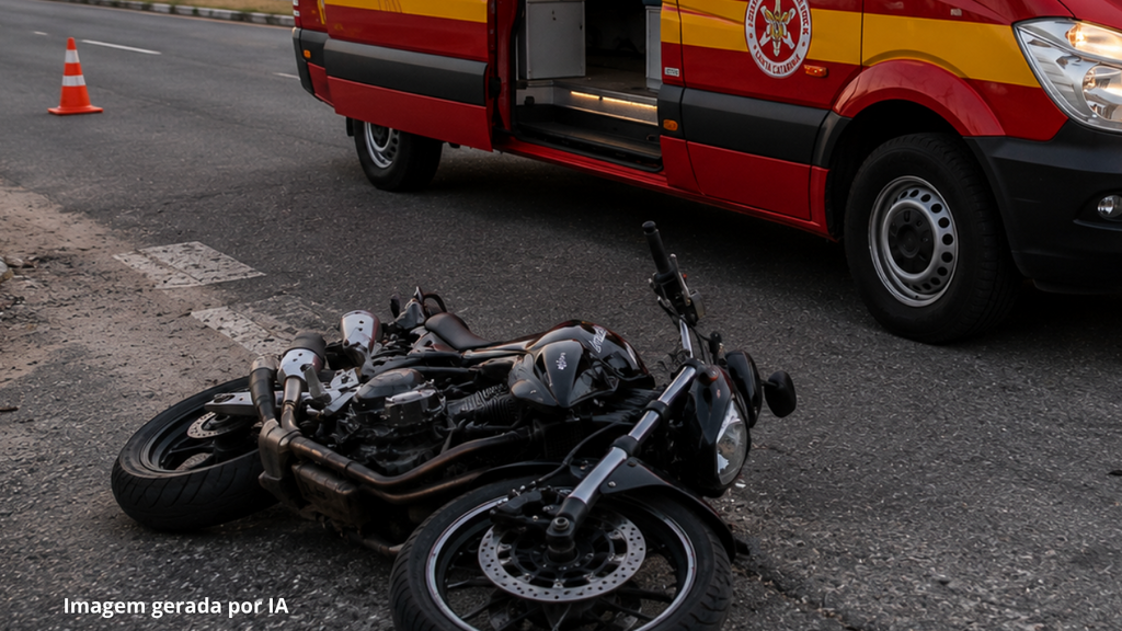 Motociclista fica ferido após sofrer queda em Imbituba