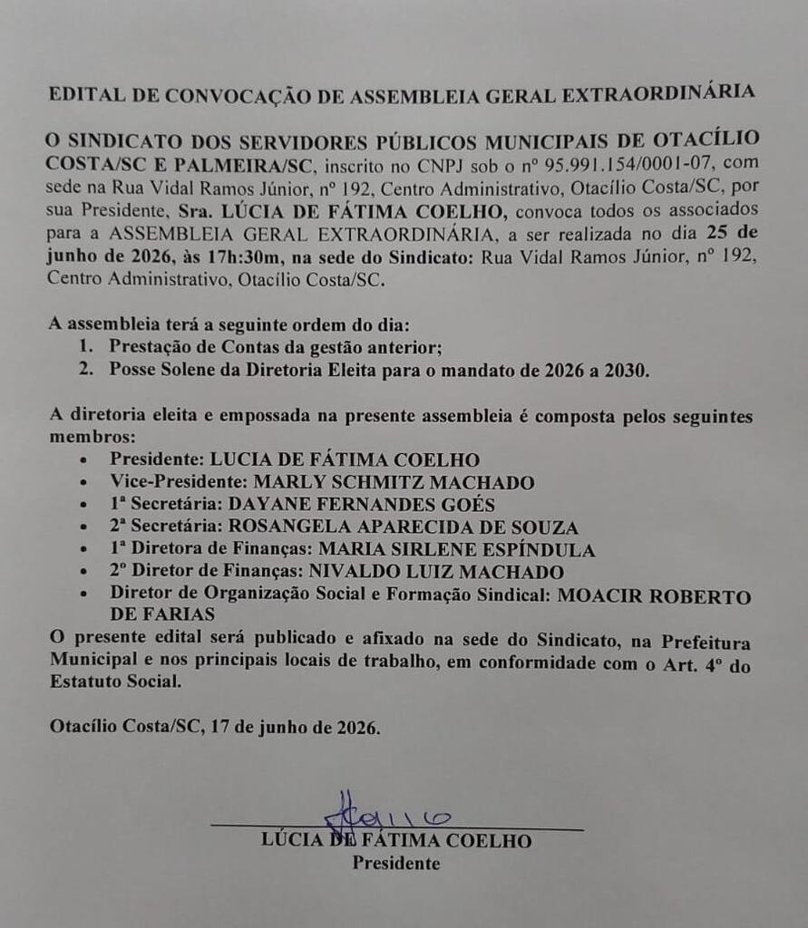 EDITAL DE CONVOCAÇÃO DE ASSEMBLEIA GERAL EXTRAODINÁRIA