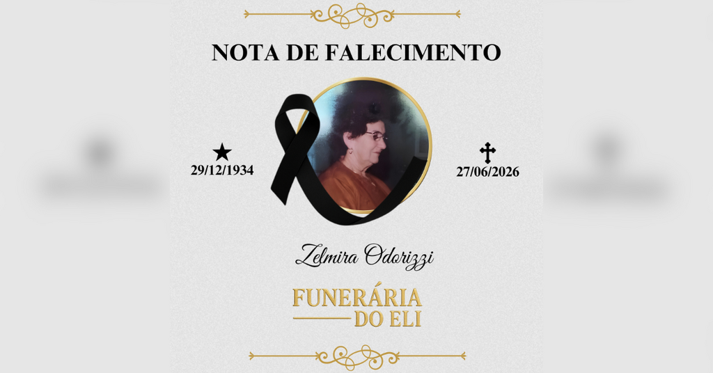 Nota de Falecimento: Sra. Zelmira Odorizzi, aos 92 anos