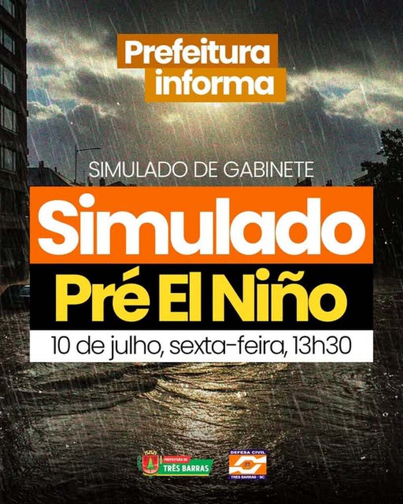 Três Barras fará simulado de gabinete pré EL NIÑO
