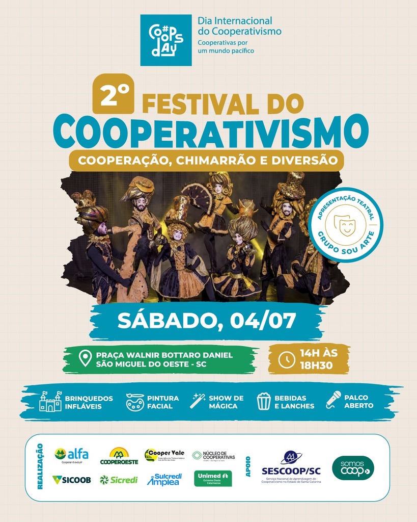 Festival celebra Dia Internacional do Cooperativismo em São Miguel do Oeste